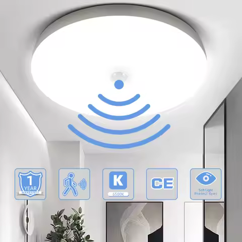 Plafonnier LED à détecteur IP44 – couloir, cave, garage