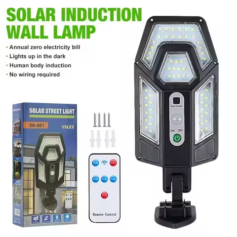 Applique solaire 55 LED avec télécommande – sensibilité réglable